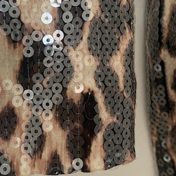 A.L.C. Marshall Sequin Leopard Print Long Sleeve Top Cropped Y2K Glam - Picture 6 of 8